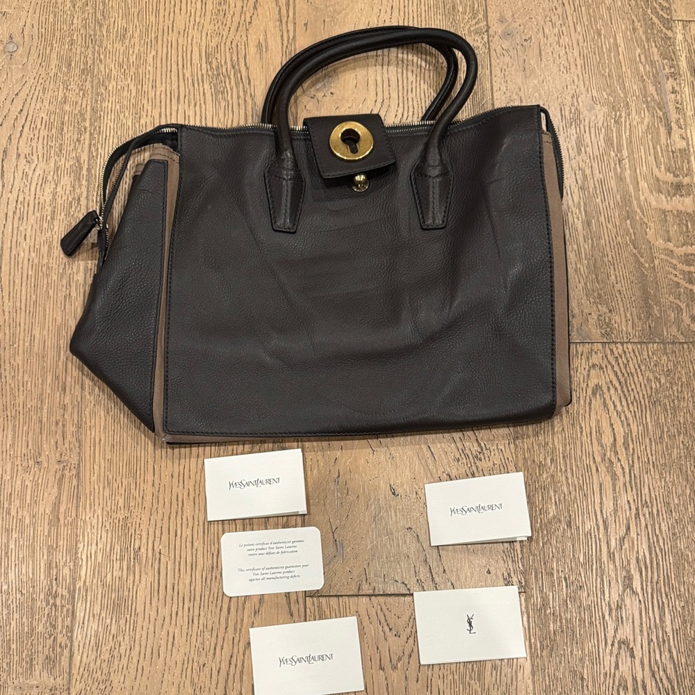 Saint Laurent Dark Brown Leather Tote
